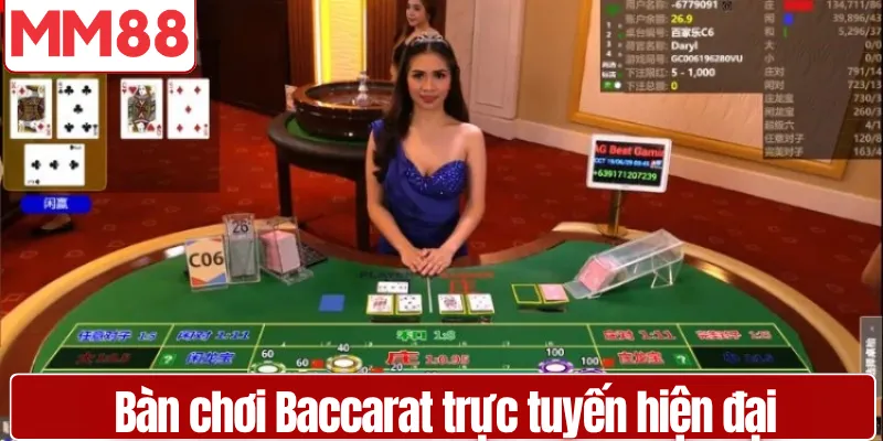 Giao diện bàn chơi Baccarat trực tuyến hiện đại và chuyên nghiệp
