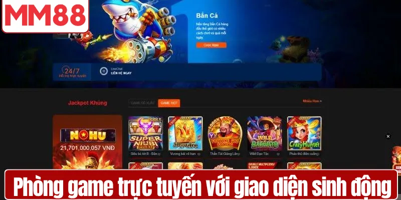 Phòng game show trực tuyến với giao diện sinh động 