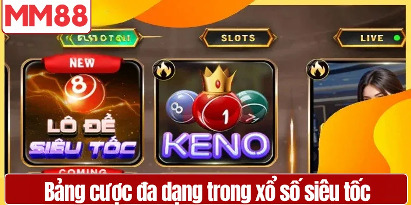 Bảng cược đa dạng trong xổ số siêu tốc