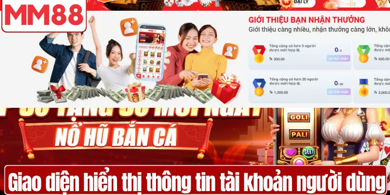 Giao diện hiển thị thông tin tài khoản người dùng